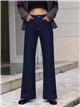 Jeans wide leg azul oscuro con costura frontal