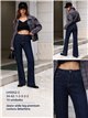 Jeans wide leg azul oscuro con costura frontal