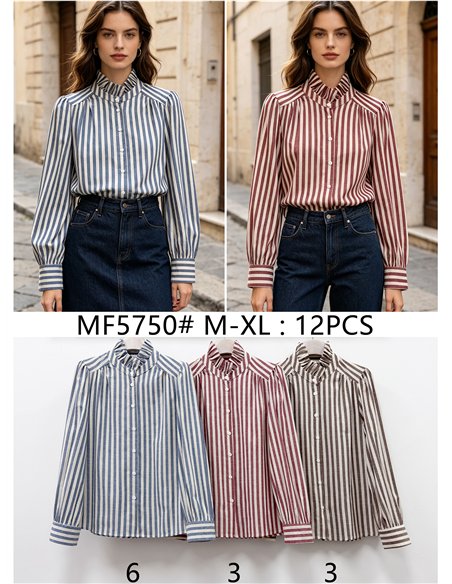 Camisa de rayas con cuello volante