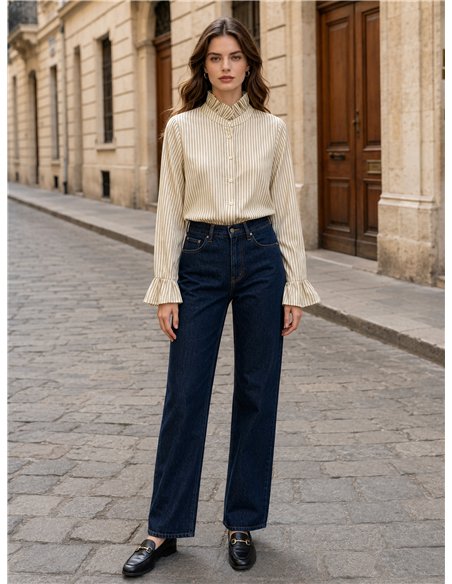 Camisa de rayas con cuello fruncido