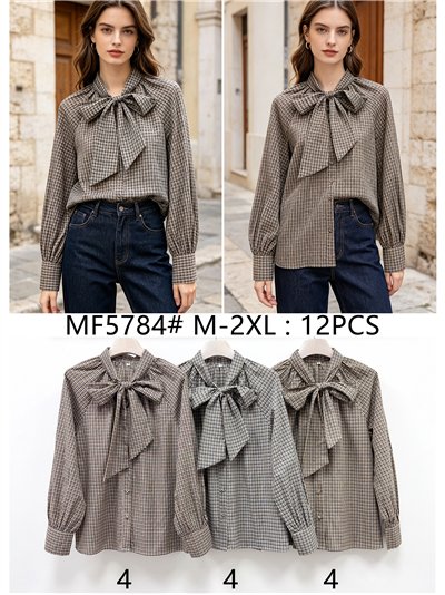 Blusa de cuadros con lazo 2