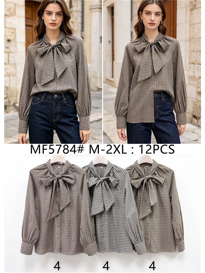 Blusa de cuadros con lazo
