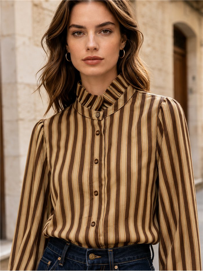 Camisa de rayas con cuello volante