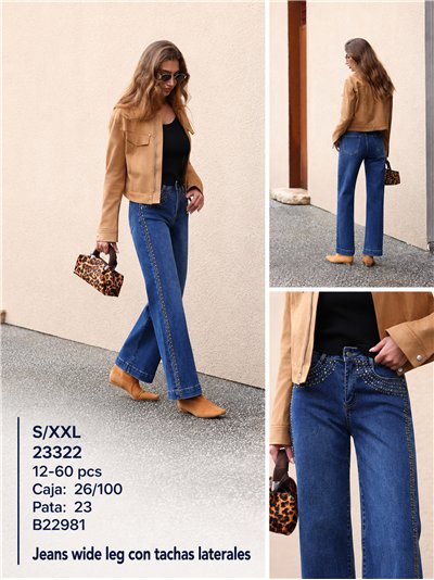 Jeans rectos con tachas lateral 2