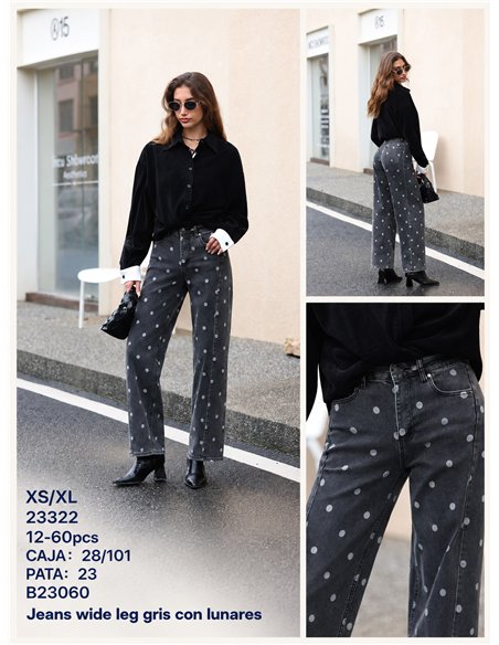 Jeans rectos con estampado de lunares