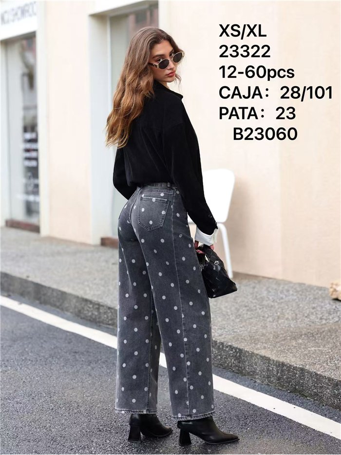 Jeans rectos con estampado de lunares