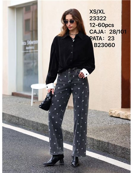 Jeans rectos con estampado de lunares