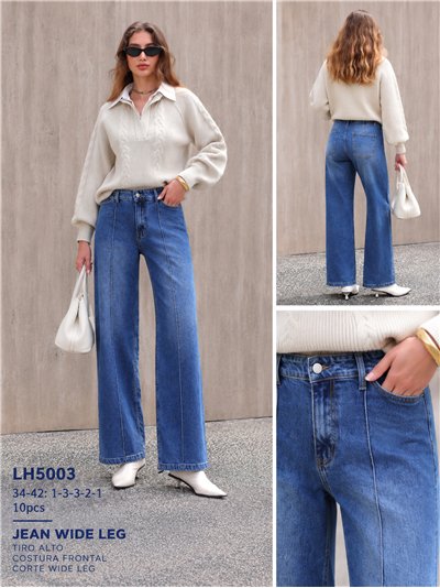 Jeans wide leg con costura delantera 2