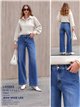 Jeans wide leg con costura delantera