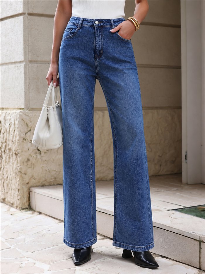 Jeans wide leg de tiro alto