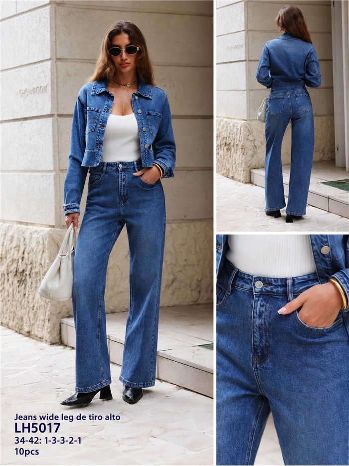 Jeans wide leg de tiro alto
