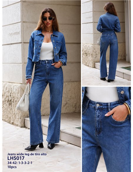 Jeans wide leg de tiro alto