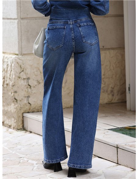 Jeans wide leg de tiro alto
