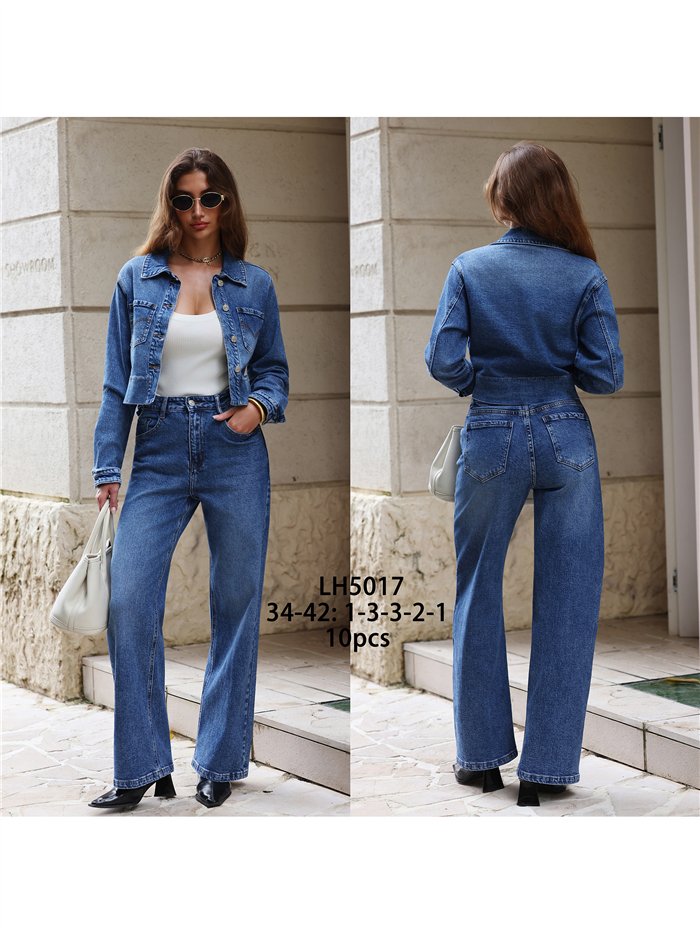 Jeans wide leg de tiro alto