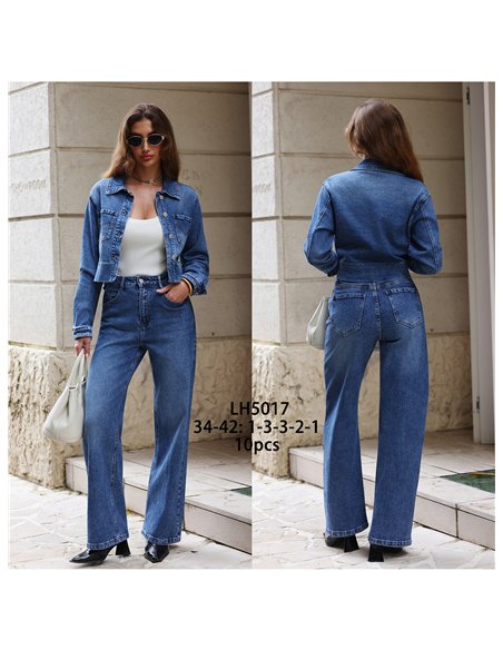 Jeans wide leg de tiro alto