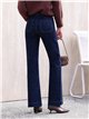 Jeans wide leg azul oscuro con costura delantera