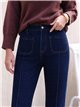 Jeans wide leg azul oscuro con costura delantera
