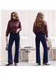 Jeans wide leg azul oscuro con costura delantera