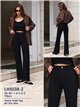 Jeans wide leg negro con costura delantera