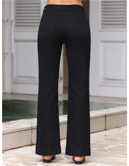 Jeans wide leg negro con costura delantera