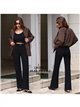 Jeans wide leg negro con costura delantera