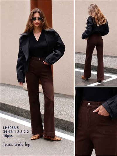 Jeans wide leg marrón con costura delantera 2