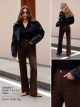 Jean marron à jambes larges avec couture avant