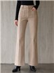 Jeans wide leg beige con costura delantera