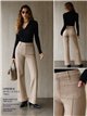 Jeans wide leg beige con costura delantera