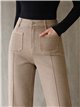 Jeans wide leg beige con costura delantera