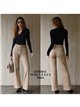 Jeans wide leg beige con costura delantera