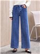 Jeans wide leg azul claro con costura frontal