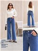 Jeans wide leg azul claro con costura frontal