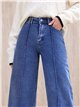 Jeans wide leg azul claro con costura frontal