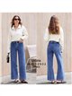 Jeans wide leg azul claro con costura frontal