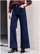 Jeans wide leg azul oscuro con costura frontal