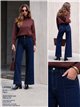 Jeans wide leg azul oscuro con costura frontal