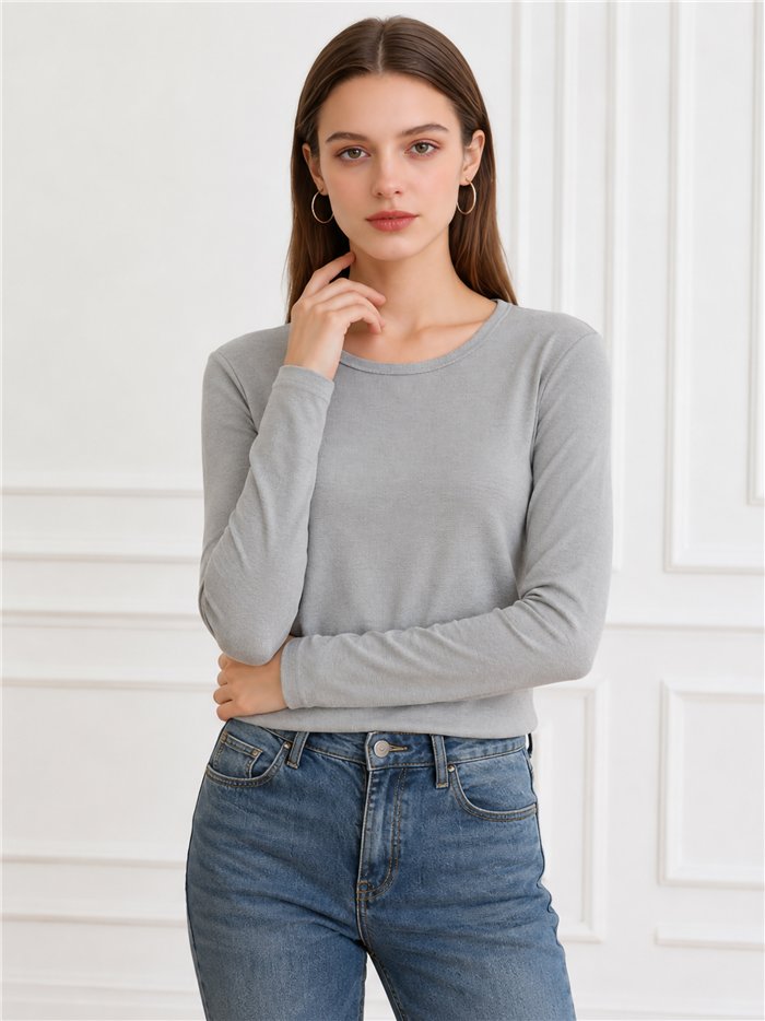 Long sleeve ribbed basic top