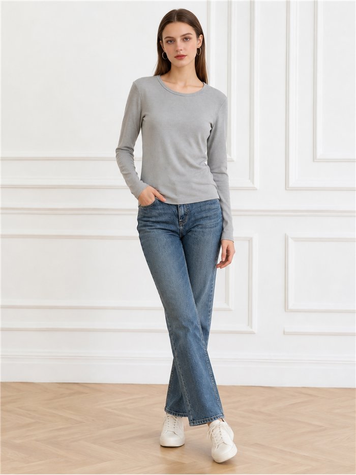Long sleeve ribbed basic top