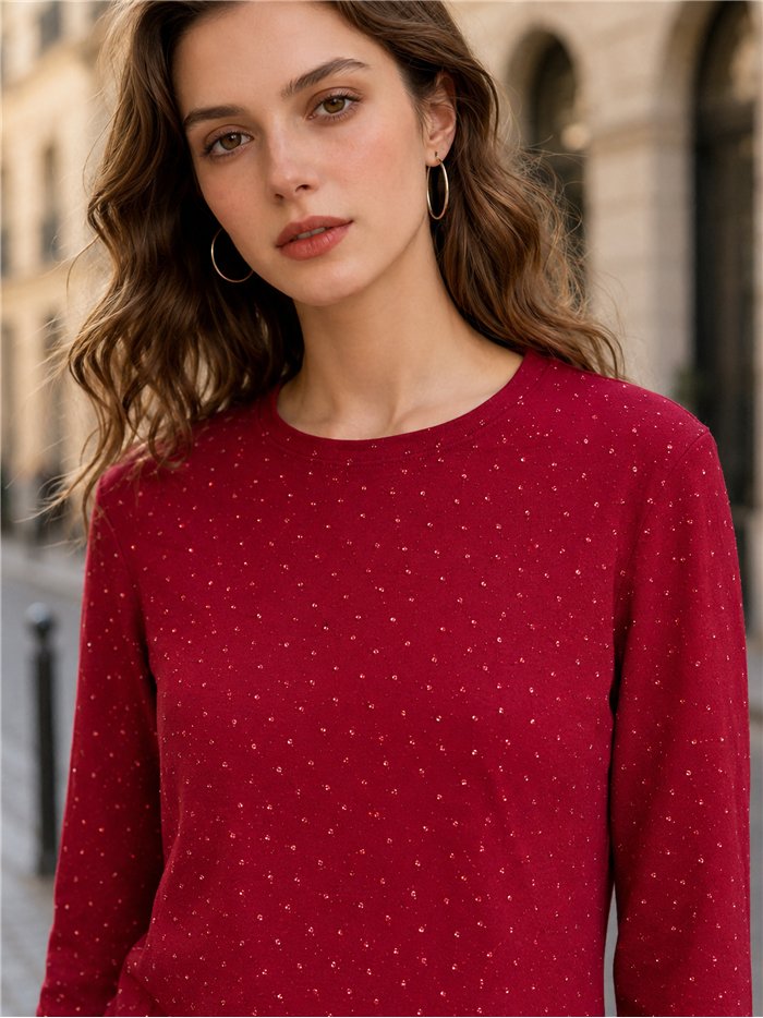 Strass-T-Shirt mit V-Ausschnitt