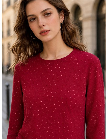 Strass-T-Shirt mit V-Ausschnitt