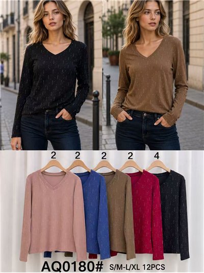 Sparkle rain v neck top 2