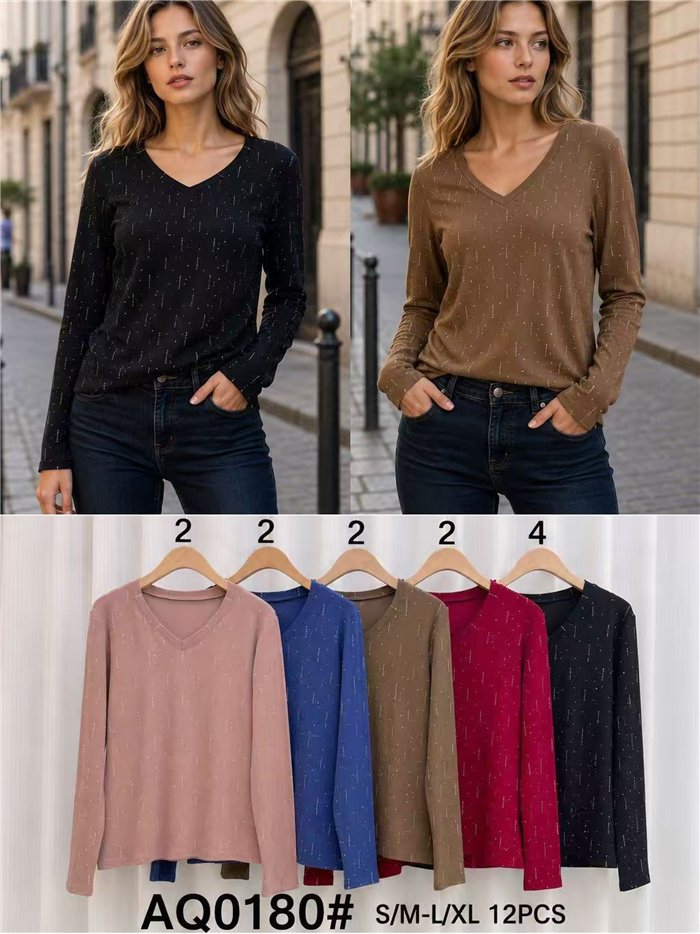 Sparkle rain v neck top