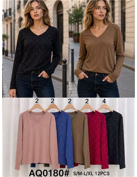 Sparkle rain v neck top