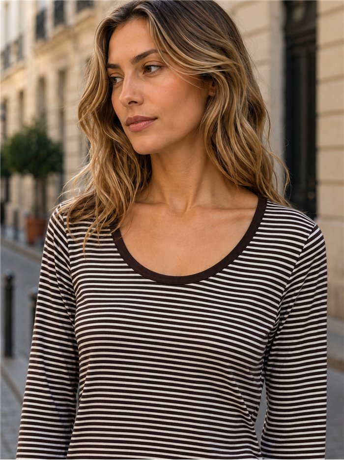 Gestreiftes T-Shirt mit Rundhalsausschnitt