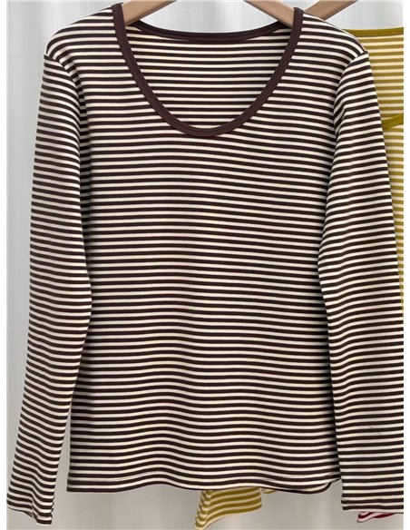 Gestreiftes T-Shirt mit Rundhalsausschnitt