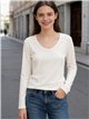 einfaches geripptes T-Shirt mit Rundhalsausschnitt