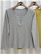 Camiseta canalé detalle botones