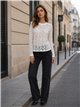 Langarmshirt mit Blumenmuster und Spitze