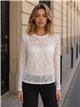 T-shirt a maniche lunghe con lavorazione in pizzo traforato